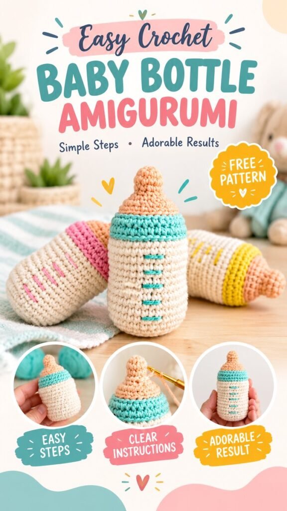 Crochet Baby Bottle Pattern Easy Amigurumi Idea for Beginners