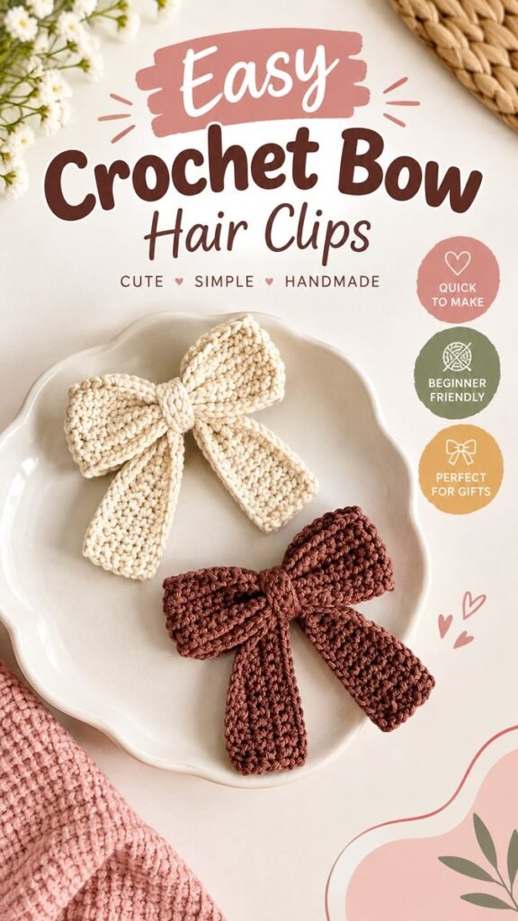 Easy Crochet Baby Bow Hair Clips for Cute Handmade Accessories
