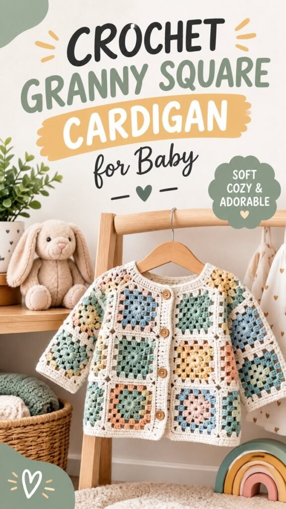 Crochet Baby Cardigan Free Pattern Granny Square Design for Beginners