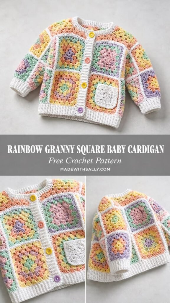 Crochet Baby Cardigan Free Pattern  Granny Square Crochet Sweater