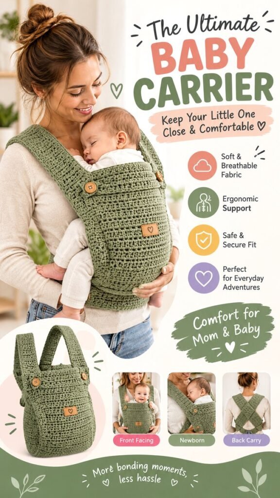 Crochet Baby Carrier Pattern Easy Handmade Design for Mom  Baby Comfort