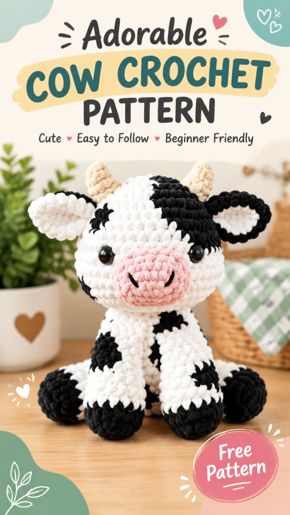 Adorable Crochet Cow Amigurumi Pattern Free Tutorial for Beginners
