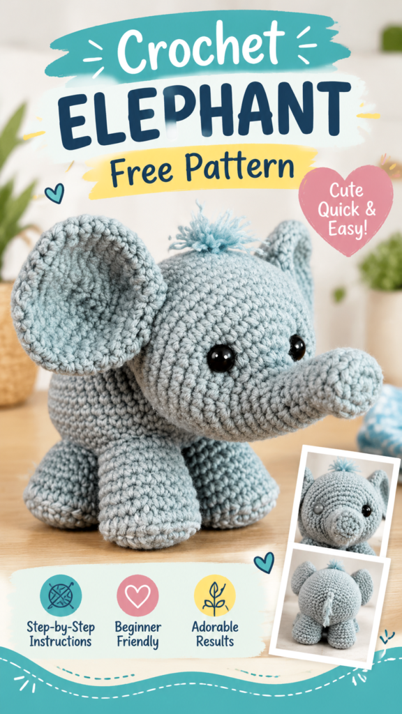 Cute Crochet Elephant Amigurumi Pattern Idea for Adorable Handmade Gifts