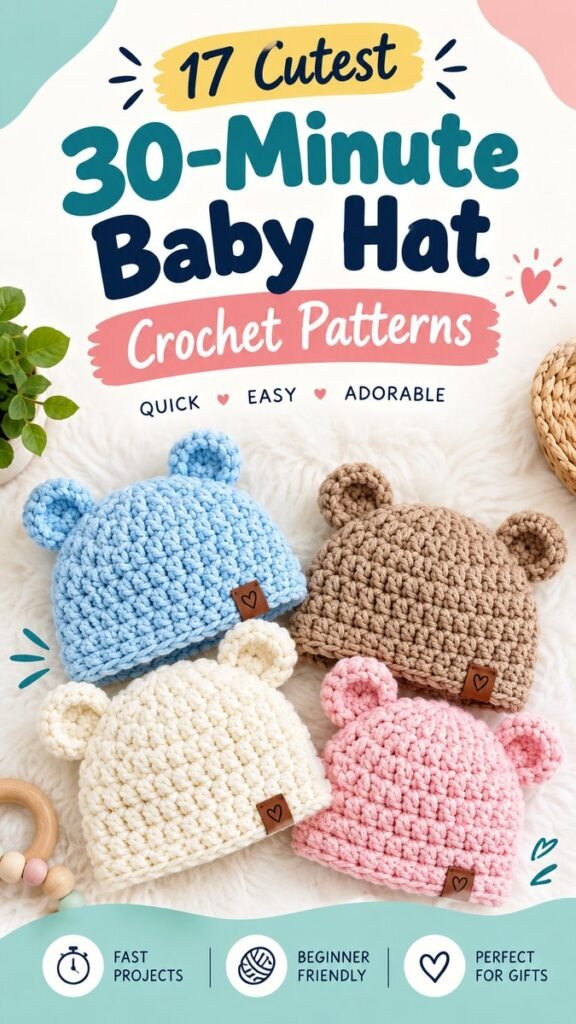 17 Cute Crochet Baby Hat Free Patterns for Beginners