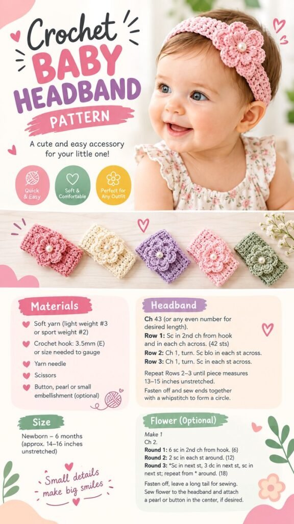 Crochet Baby Headbands Cute, Easy  Adorable Patterns for Little Ones