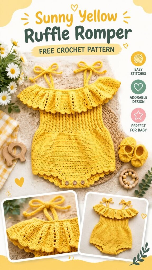 Crochet Baby Romper Pattern Easy Sunny Yellow Baby Outfit Tutorial
