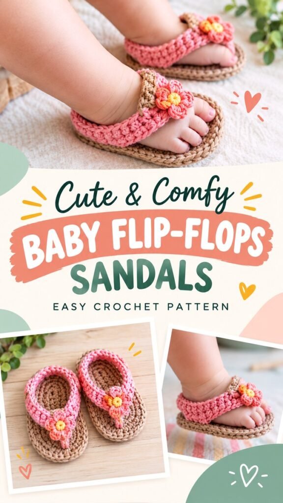 Cute Baby Flip Flops Sandals Crochet Pattern for Summer