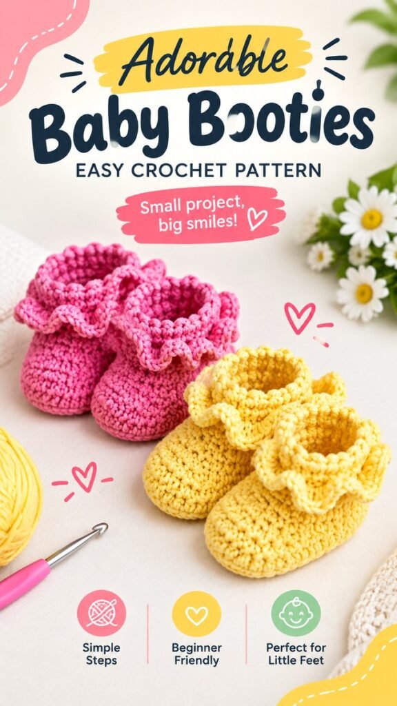 Crochet Baby Socks 0-3 Months Easy, Adorable Pattern for Tiny Feet
