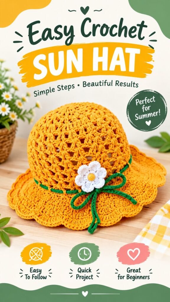 Crochet Baby Sun Hat Pattern Easy, Adorable  Perfect for Summer