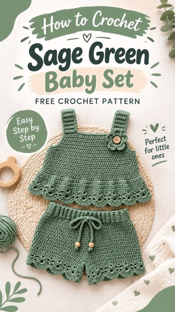 Sage Green Baby Crochet Set Free Pattern for Beginners