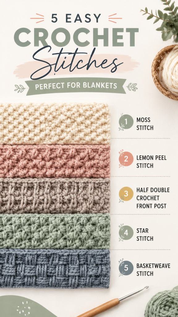 Simple Textured Crochet Stitches for Cozy Blanket Patterns