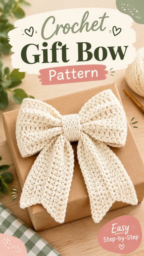 Crochet Bow for Gift Easy Handmade Pattern for Beautiful Present Wrapping