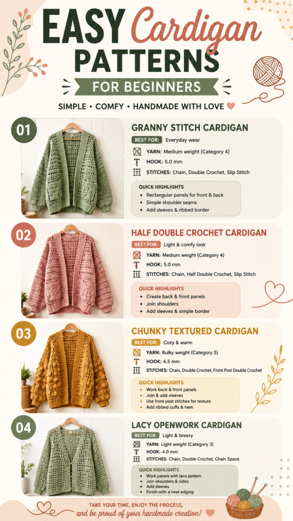 Easy Crochet Cardigan Ideas for Beginners  Cozy Crochet Patterns