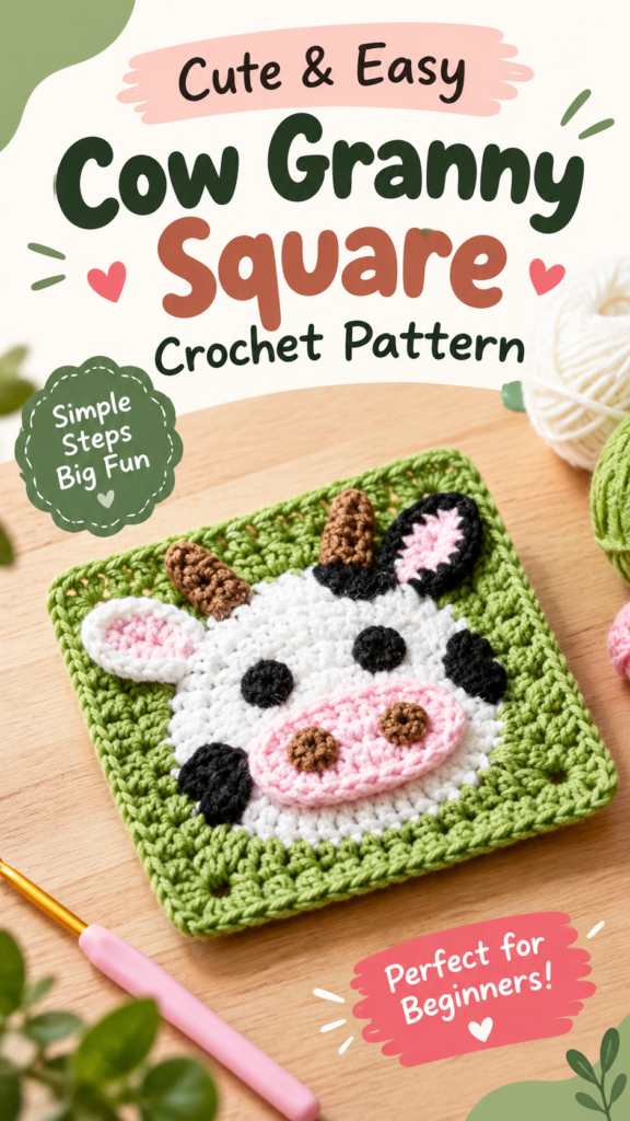 Crochet Cow Baby Blanket Pattern  Cute Farmhouse Nursery Crochet Idea