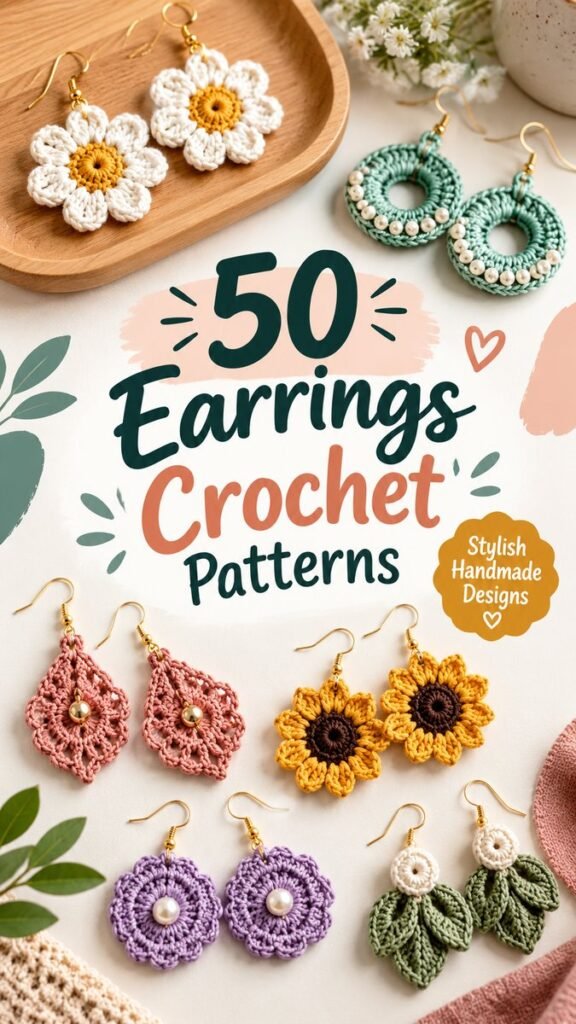 50 Crochet Earrings Patterns for Stylish Handmade Jewelry