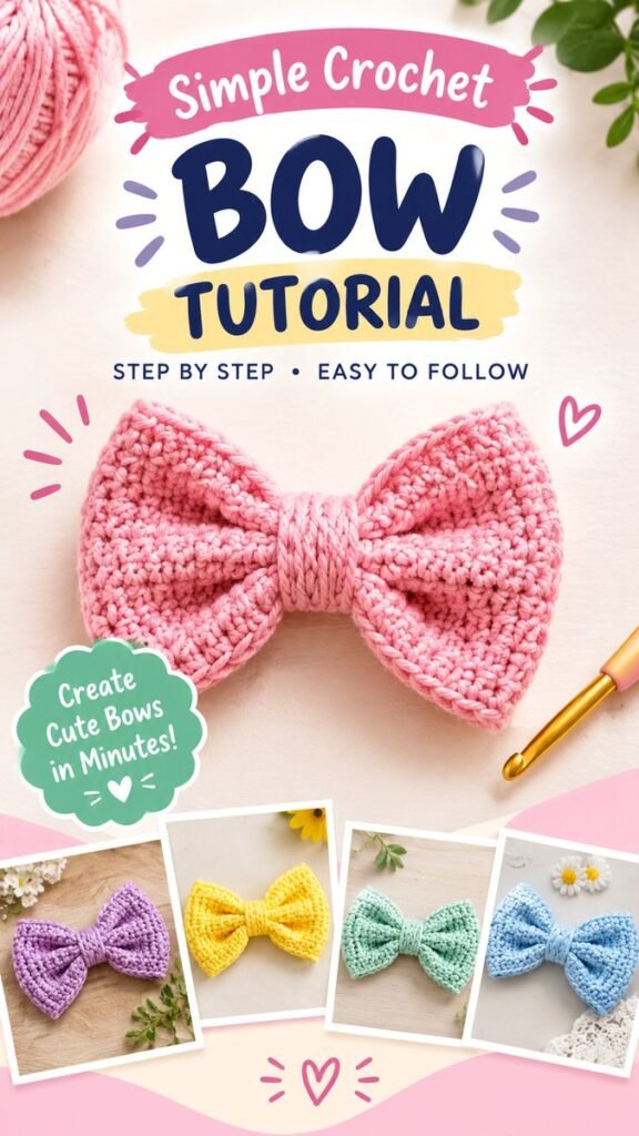 Easy Crochet Gift Bow Pattern Simple DIY Bow Tutorial for Beginners