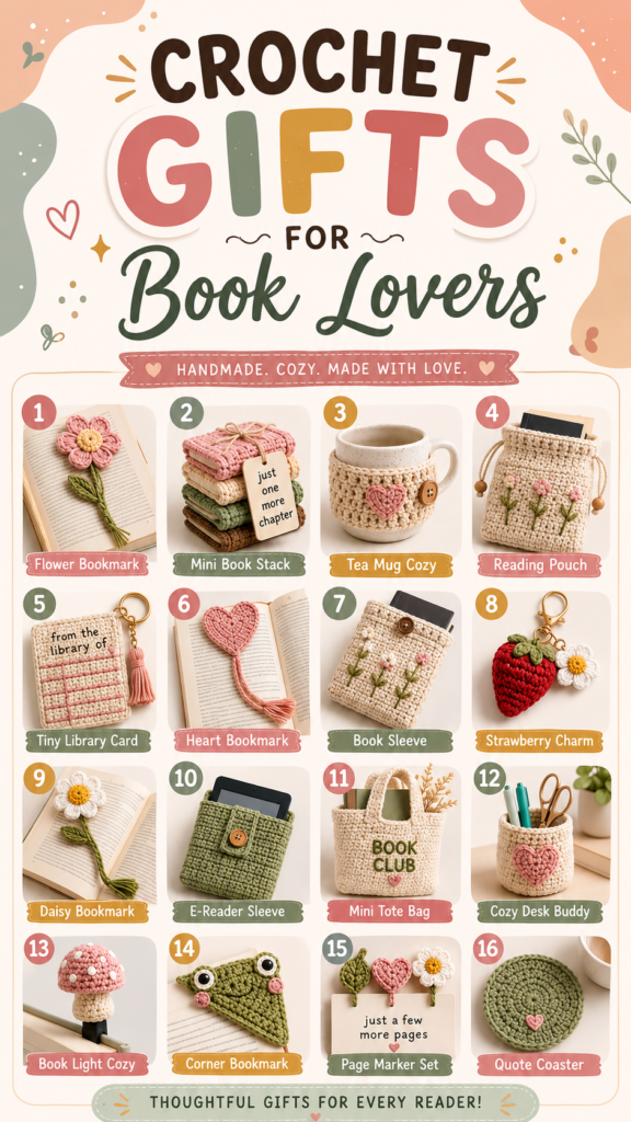 Crochet Gifts for Book Lovers 16 Cute Handmade Ideas for Readers