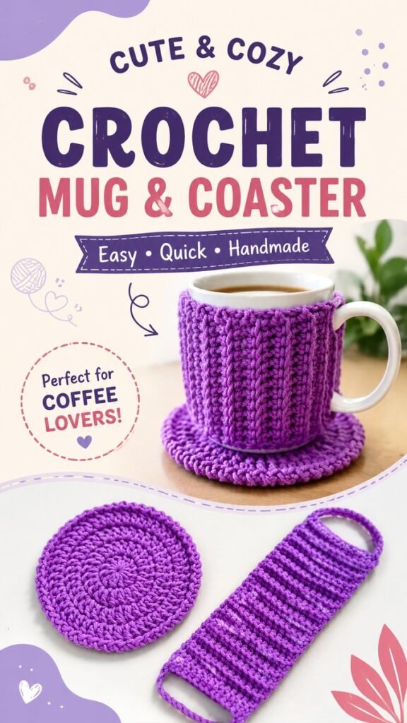 Easy Crochet Mug Cozy and Coaster Set for Cozy Coffee Lovers