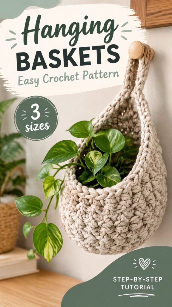 Crochet Hanging Baskets Free Patterns  Easy DIY Plant Holder Ideas