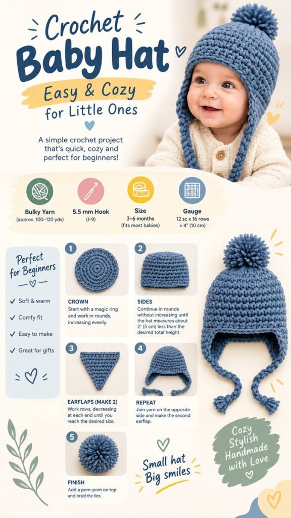 Easy Crochet Baby Hat Pattern for Cozy, Stylish Little Ones
