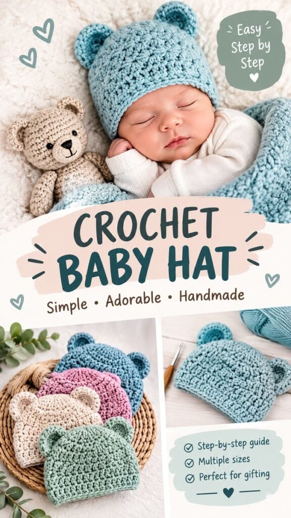 Easy Crochet Baby Hat Pattern for Beginners  Adorable Bear Ear Design