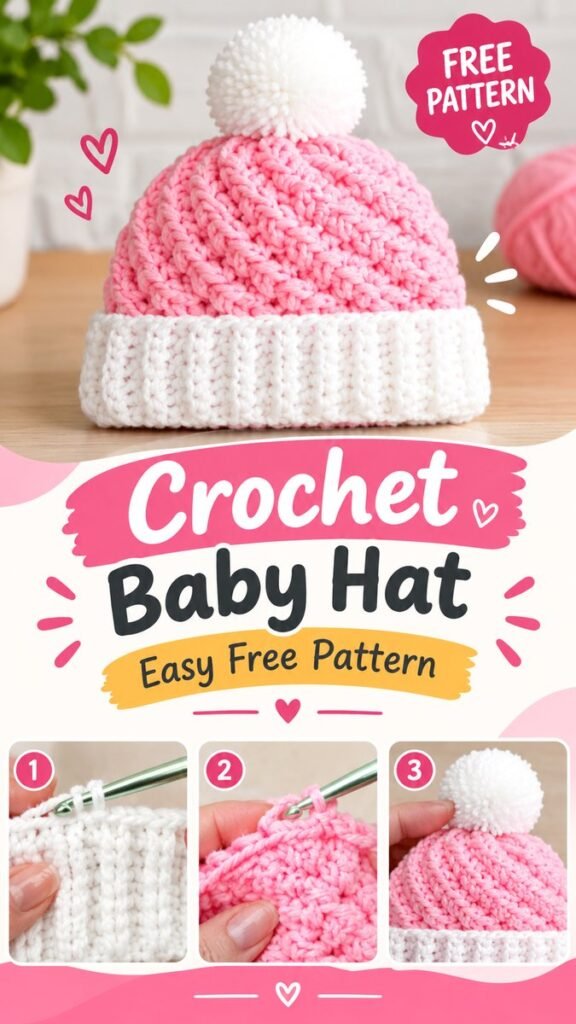 Crochet Hat for Baby Girl Easy Free Pattern for a Cute Cozy Hat