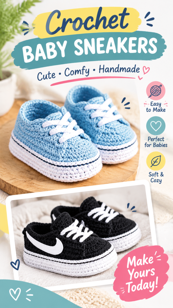 Crochet Nike Style Baby Shoes Pattern  Handmade Baby Sneakers Tutorial