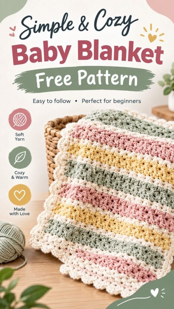 Crochet Pattern Baby Blanket Easy  Cozy Free Pattern for Beginners