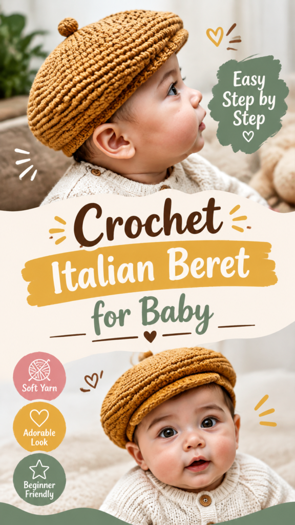 Crochet Italian Beret For Baby Free Pattern Step By Step Tutorial
