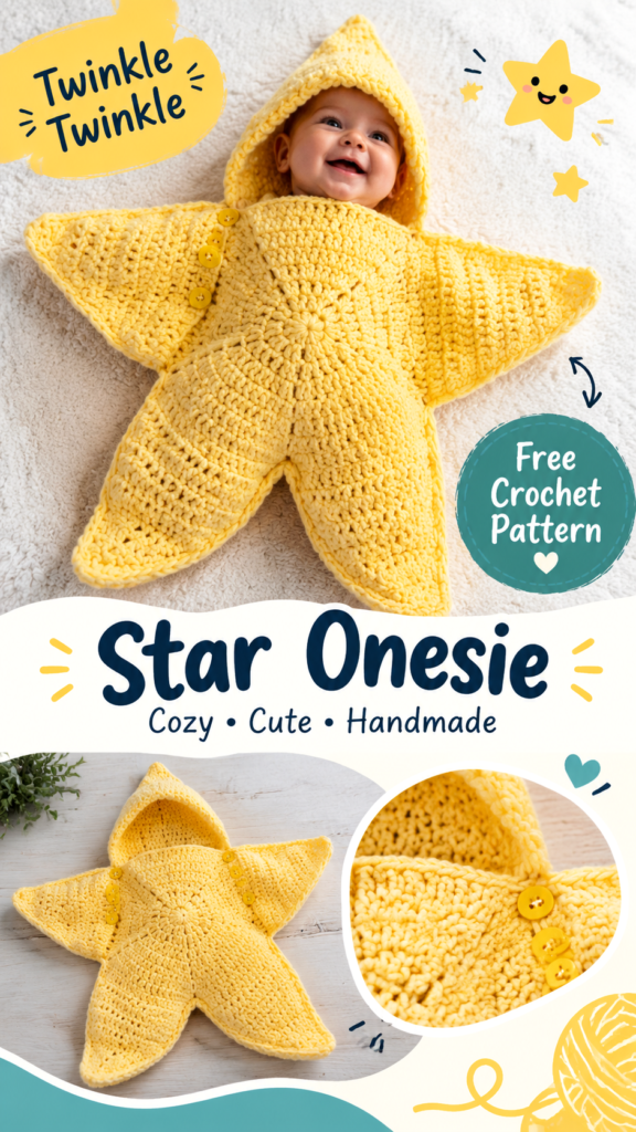 Twinkle Twinkle Little Star Crochet Baby Onesie Pattern Idea
