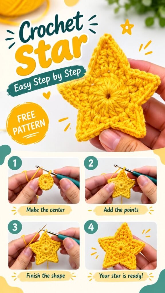 Easy Crochet Star Pattern Step-by-Step Tutorial for Beginners