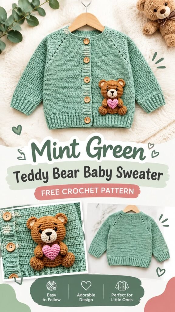 Cute Crochet Sweater for Baby Easy Teddy Bear Cardigan Pattern Ideas