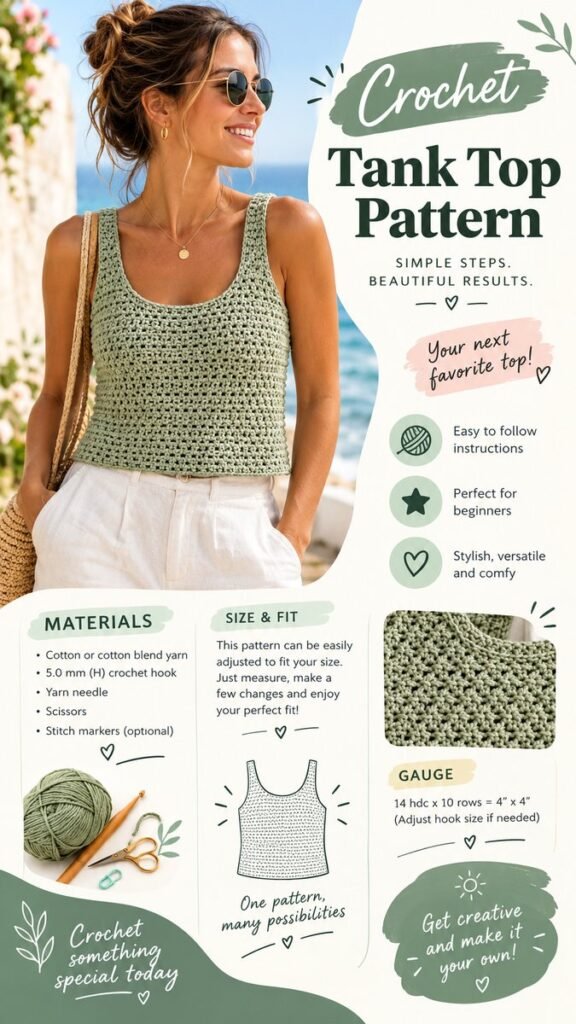 Easy Crochet Tank Top Pattern for Beginners  Stylish Summer DIY Top