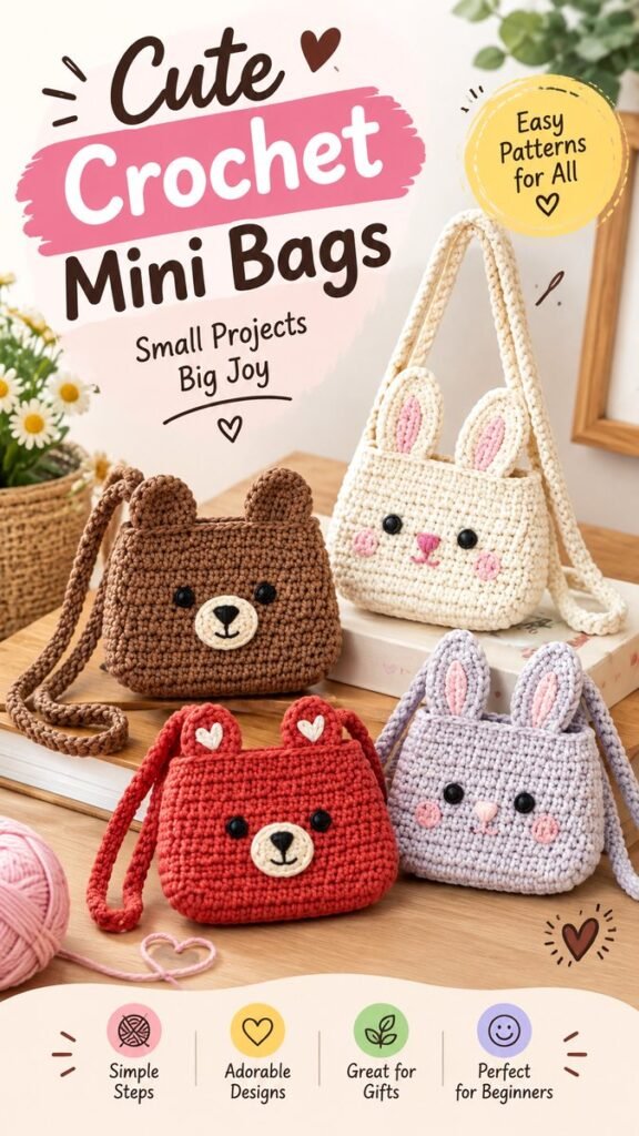 Cute Crochet Mini Bags Easy Patterns for Adorable Handmade Gifts