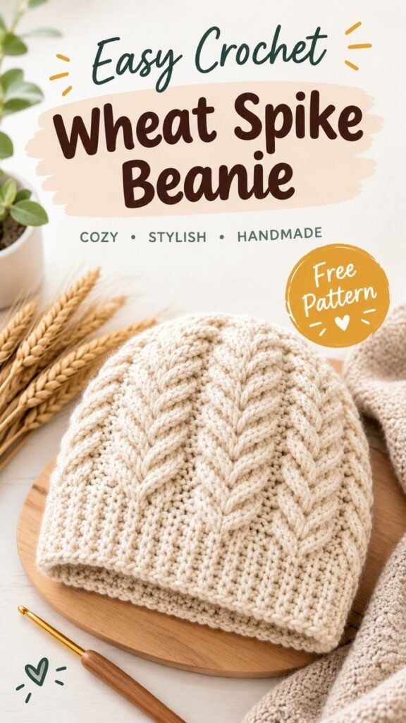 Cute Crochet Beanie Pattern Easy Wheat Spike Beanie Tutorial