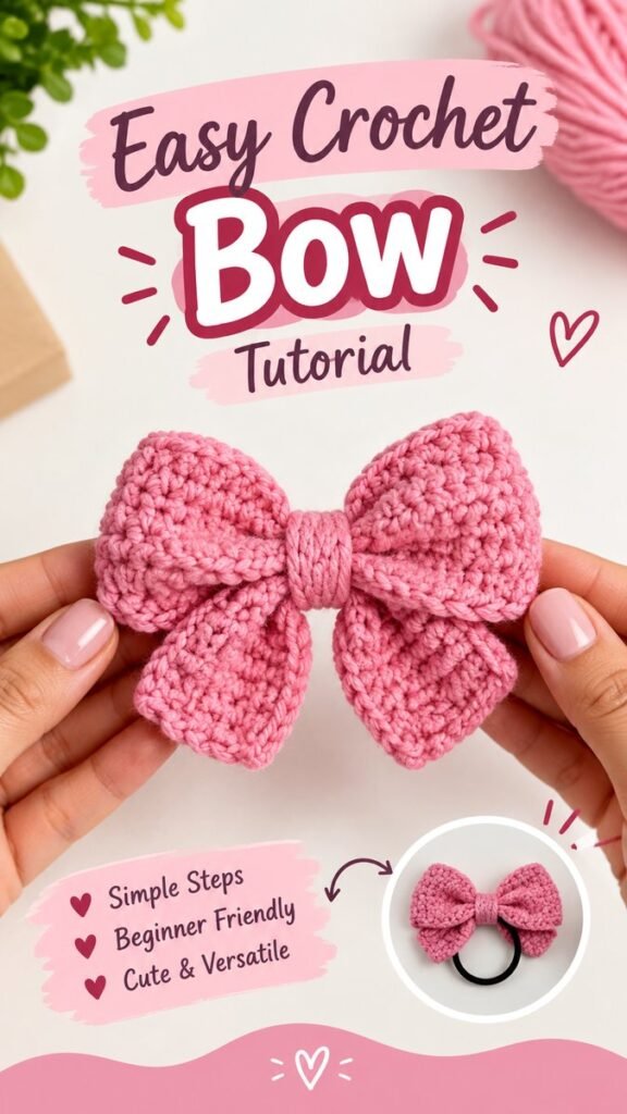 Cute Crochet Bow Tutorial Easy  Adorable Handmade Hair Accessory