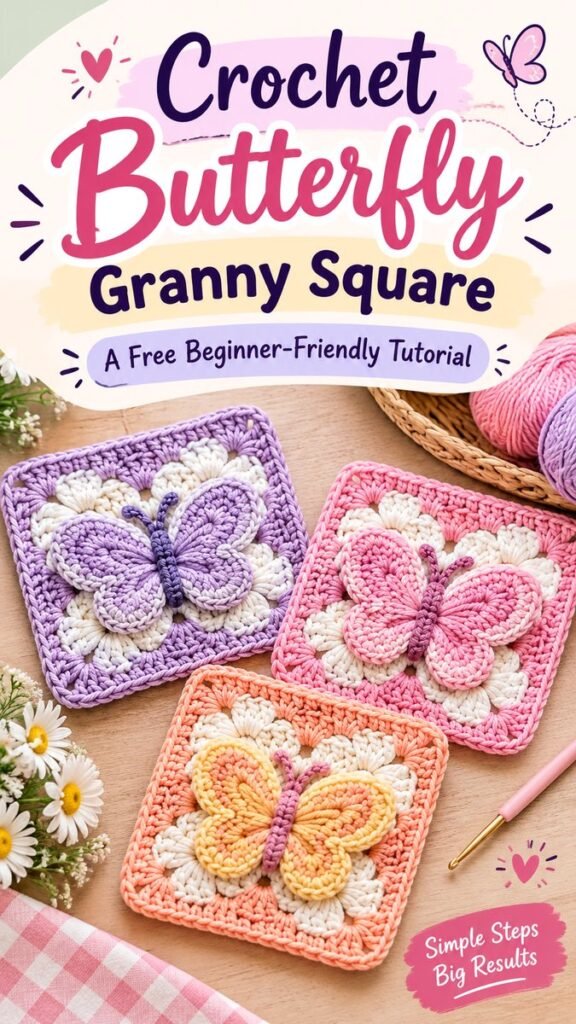 Cute Crochet Motifs Adorable Butterfly Granny Square Ideas  Patterns