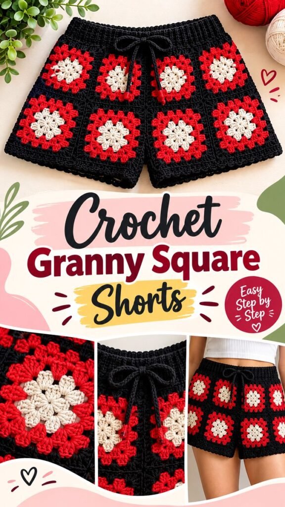 Crochet Granny Square Shorts Easy DIY Pattern for Stylish Handmade Fashion