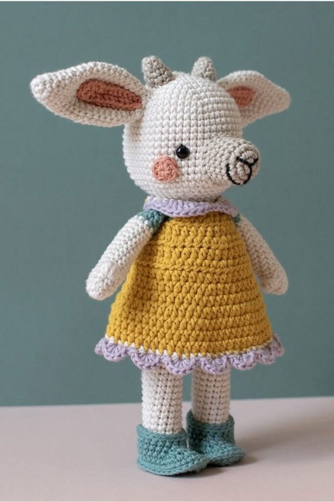 Cute Goat Crochet Pattern Adorable Amigurumi Farm Animal DIY Tutorial