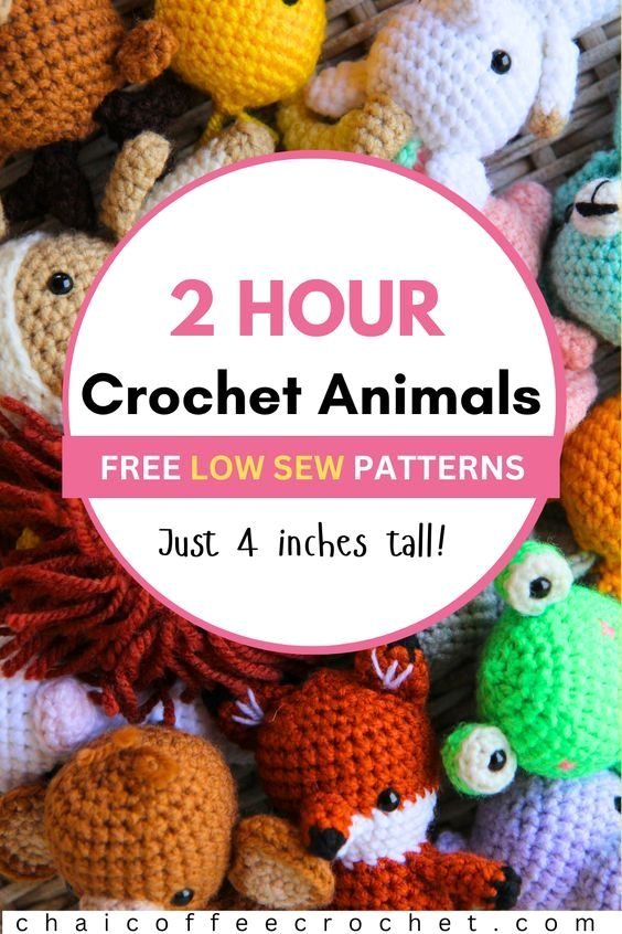 Cute Mini Crochet Animals Adorable 2-Hour Low-Sew Patterns for Beginners
