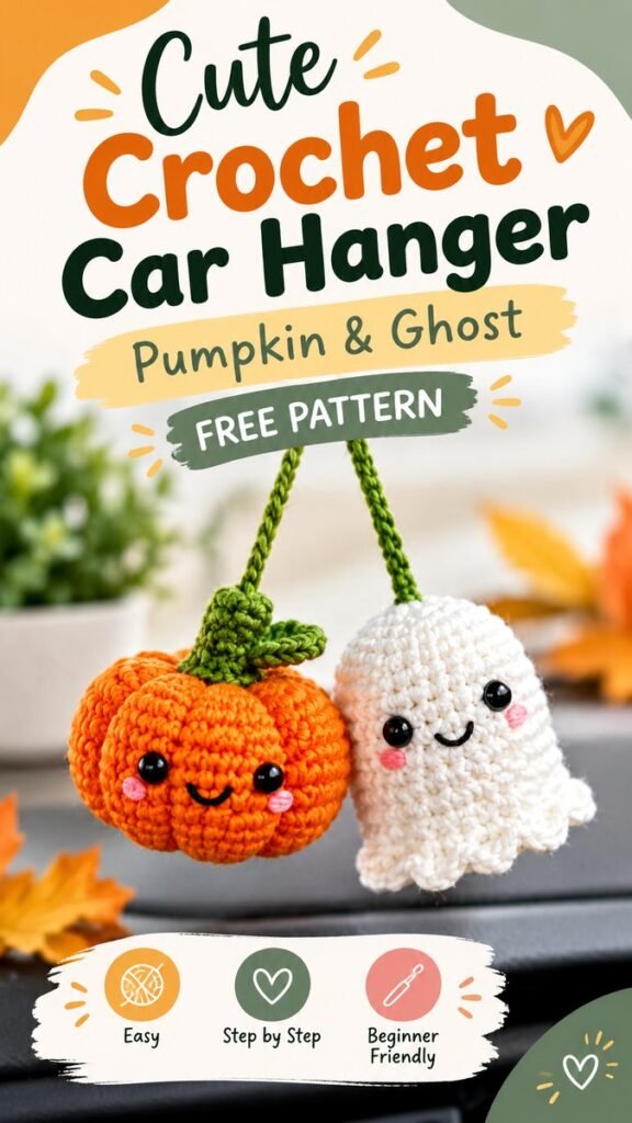 Easy Crochet Pumpkin  Ghost Car Hanger Ideas for Beginners