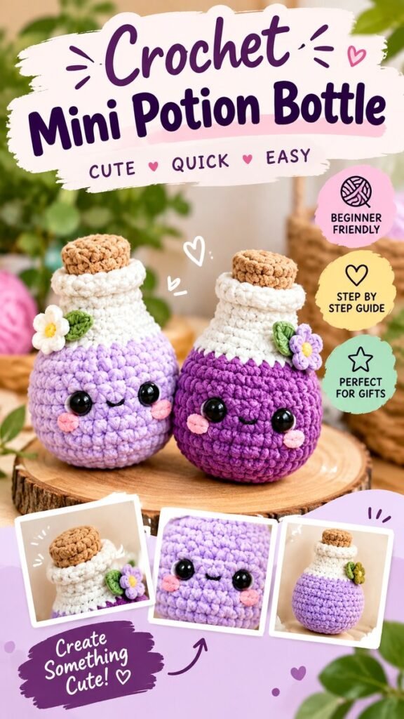 Easy Crochet Amigurumi Cute Mini Potion Bottle Pattern