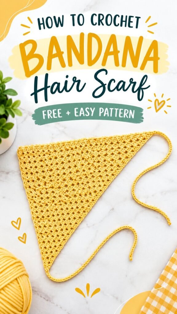 Easy Crochet Bandana Hair Scarf Pattern  Free Crochet Pattern