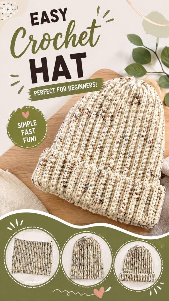 Easy Crochet Beanie Pattern for Beginners  Simple DIY Crochet Hat