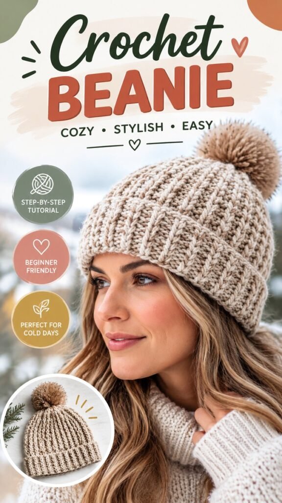 Easy Crochet Beanie Pattern Free Cozy Beginner-Friendly Hat Tutorial