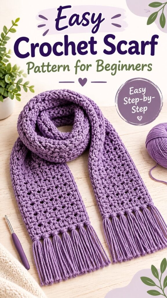 Easy Crochet Scarf for Beginners Simple Step-by-Step Pattern