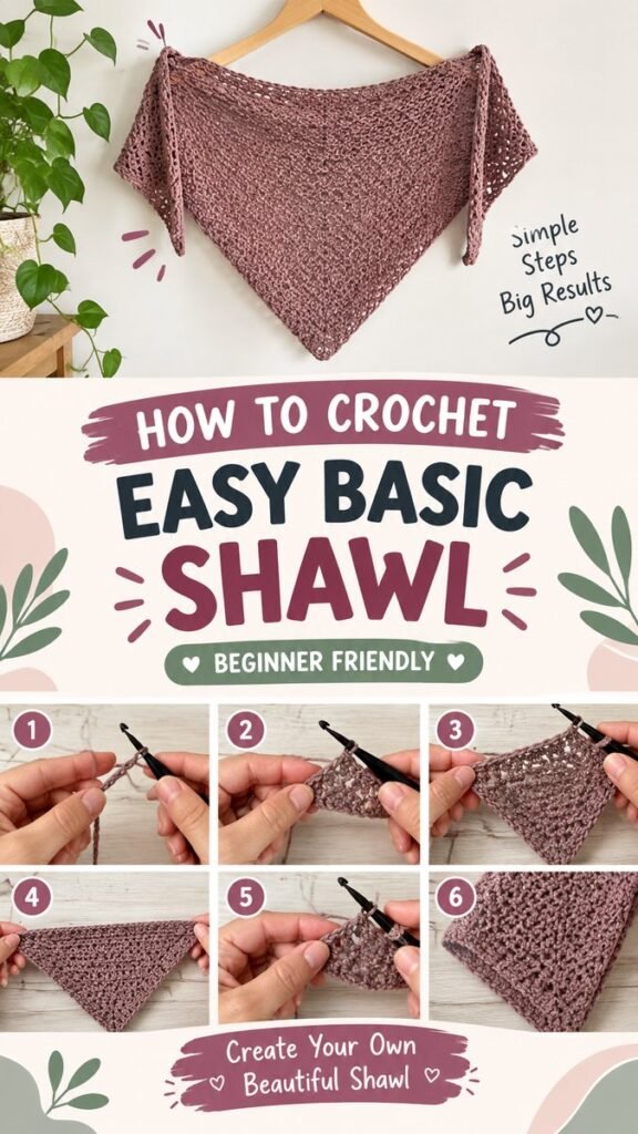 Easy Crochet Shawl Pattern for Beginners  Simple Step-by-Step Tutorial