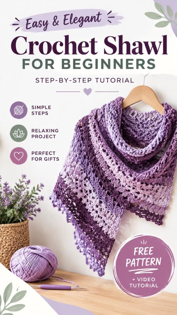 Easy Crochet Shawl for Beginners Simple Step-by-Step Free Pattern Tutorial