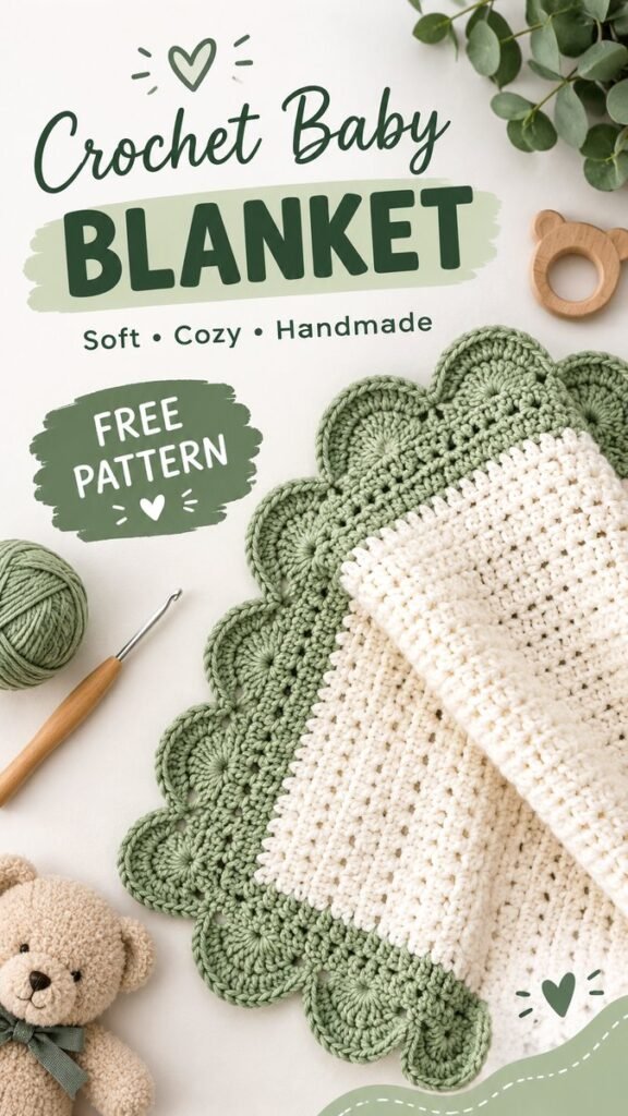 Easy Gender Neutral Crochet Baby Blanket Free Pattern for Beginners