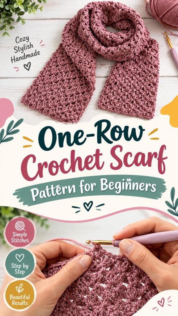 Easy Scarf Crochet Pattern for Beginners Simple One-Row Crochet Scarf